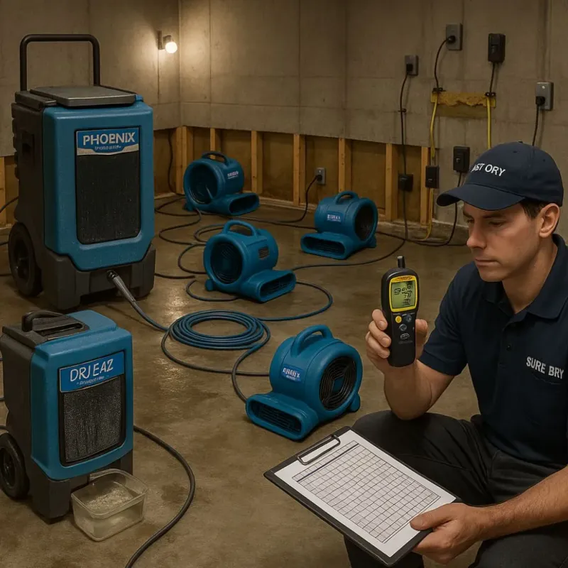 Structural Drying and Dehumidification process in Burton, OH